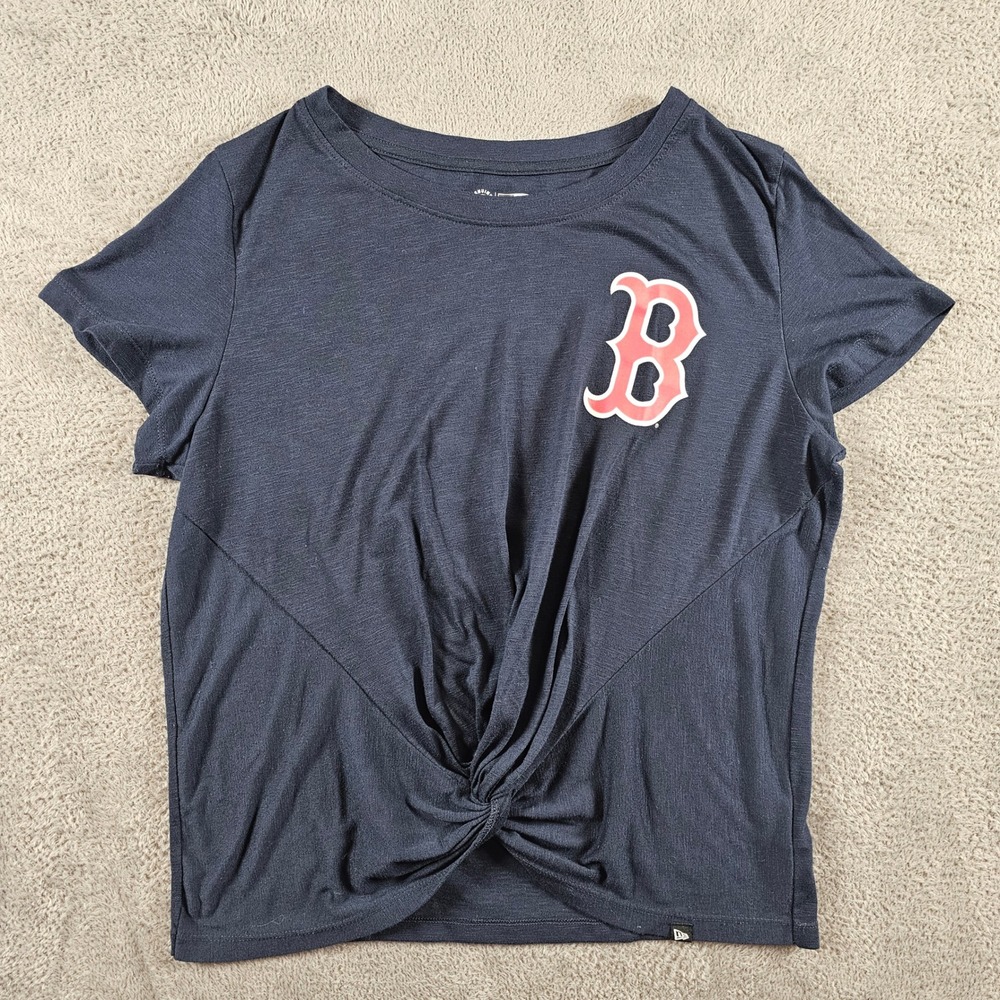 New‎ Era Boston Red Sox Navy Blue Twist Front Graphic T-Shirt XL MLB Baseball